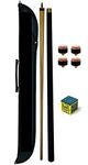 cueball16 57" 2 Piece Center Split Pool Cue With SOFT Case BLUE TRIANGLE Chalk & 4 Tips