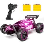 Tecnock RC Car Remote Control Car for Kids, 1:18 High Speed 20 KM/H 2WD RC Buggy, 2.4GHz Off Road Racing Car with Two Rechargeable Batteries, Toys Gift for Girls Pink