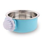 Guardians Crate Dog Bowl Removable Stainless Steel Water Food Feeder Bows Cage Coop Cup for Cat Puppy Bird Pets (Small, Blue with Flower Screw)