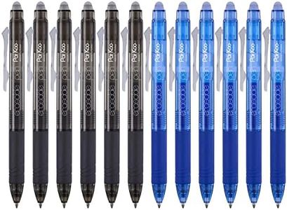 ParKoo Retractable Erasable Gel Pens Clicker Fine Point 0.7 mm, No Need for White Out, 6 Black/6 Blue Ink for Completing Sudoku and Crossword Puzzles