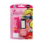 Barbie Lip Balm - Strawberry, Enriched With Jojoba Oil, Almond Oil & Vitamin E, Paraben Free, SPF 15, 4.8gm, Pink