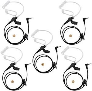 abcGoodefg 3.5mm Receiver/Listen Only Earpiece Headsets, Surveillance Earphones with Acoustic Tube for 2 Way Radio Transceivers and Speaker Mic 5 Pack