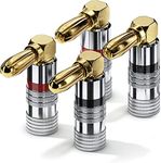 fdealz® [ 4 Pieces ] Banana Plugs for Speaker Cables 90° Angled Plugs Gold Plated with Colour Coding 24K Gold Plated ; 90° Right Angle Banana Plug Connectors