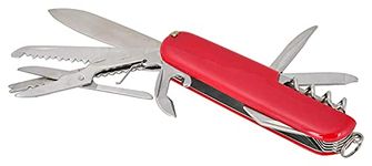 Celebration Stainless Steel Multi-function Swiss Knife Set - 15 in 1 Folding Knife Tool Kit- Versatile and Compact (Red)