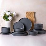 AmorArc Stoneware Dinnerware Sets of 6,Reactive Ceramic Plates and Bowls Set,Highly Chip and Crack Resistant | Dishwasher & Microwave Safe | Round Dishes Set Service for 6 (18pc) Dishes Set-Matte