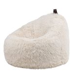 icon Cocoon Faux Fur Ezra Bean Bag Chair, Natural, Giant Fluffy Bean Bags Adult, Large Bean Bags with Filling Included