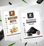 AmazerCare Activated Charcoal Powder + Multani Mitti Powder (150gm + 225gm, Zip Pouch) 100% Natural for Deep Cleansing & Detoxifying