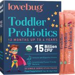 Lovebug Award Winning Probiotic for Toddlers & Kids | Multi-Strain 15 Billion CFU | Easy-to-Take Powder | Sugar Free | Ages 12 Months to 4 Years | 30 Packets