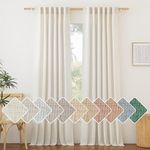 NICETOWN Natural Flax Linen Curtains 95 inches Length Privacy for Windows Coverings, Rod Pocket & Back Tab Light Filtering Drapes Thick Flax Semi Sheer 2 Panels for Living Room/Bedroom， W55 x L95