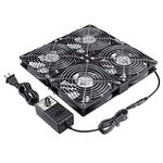 GDSTIME Big Airflow 4 * 120mm X 25mm Fans DC 12V Powered Fan with AC 100V - 240V Speed Control, Cabinet Chassis Electric Cooling Fan, Server Workstation Cooling Fan