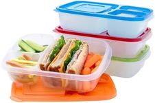 EasyLunchboxes® - Bento Lunch Boxes - Reusable 3-Compartment Food Containers for School, Work, and Travel, Set of 4, Classic