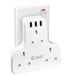 Unidapt Socket Extensions Adapter with 3 USB, 3 Way Plug Adaptor UK, Multi Plug Extender, Sleek Socket, Flat Wall Extension 13A Power, Multiple Plug Outlet Adaptor for Home, Office, Kitchen, Hotel