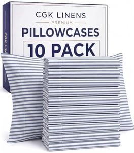 King Pillow Cases Set of 10 - Ultra Soft Hotel Quality Pillowcase Covers - Comfy & Wrinkle Free - Shrink & Fade Resistant - Easy-Care, Machine Washable Pillow Protectors - 10 Piece Set - Blue Stripes