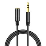 ZHUOSHENG Audio Extension Cable 16ft /5m-3.5mm Male to Female Headphone Extension Cable for Phones Speakers Tablets PCs MP3 (No Microphone Supported) with Black Durable TPE Wire Gold-Plated Connector