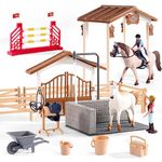 Horse Stable Figurine Playset Horse Club with Rider Horses Toy Figures Animal Toys Set for Boys and Girls Gifts for Girls and Boys 3 4 5 6 7 8 Years up (Horse Playset) 09128