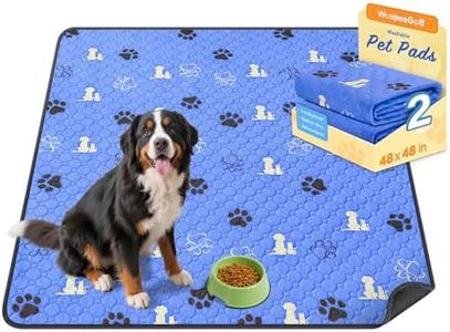 WanpeeGoo Washable Pee Pads for Dogs, Waterproof, 48 x 48 in, 2 Pack, Blue