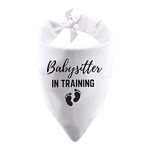 1 Piece Babysitter in Training Dog Bandana Sibling Pet Bandana Baby Announcement Gift (Babysitter White)