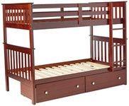 Donco Kids Mission Bunk Dual Under Bed Drawers, Twin, Dark Cappuccino