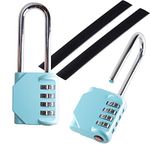 KAWAHA CL22AS 2.6 Inch Long Shackle Combination Lock, 4 Digit Combination Padlock Set Your own Combination for Gym Locker Lock, School, Gates, Doors, Toolbox, Hasps and Storage (Aqua Sky (L) *2)