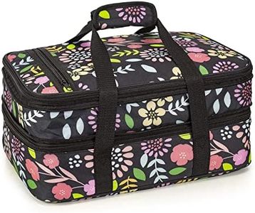 VP Home Insulated Casserole Carrier for Hot or Cold Food - 16x11x8-Inch Double Food Container Travel Bag - Expandable Compartments Lunch Bag - Garden Party Design