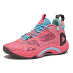 AND1 Scope Basketball Shoes for Women and Men, Mid Top Indoor or Outdoor Basketball Sneakers, Size 6 to 17.5 Women and 4.5 to 16 Men - Pink, Red, or White, Light Pink/Light Green, 17.5 Women/16 Men