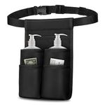 SITHON Massage Bottle Bag, Professional Massage Therapist Holster for 2 Bottles, Massage Lotion Oil Waist Holder Organizer with Adjustable Belt, Multiple Pockets (Bag Only) (Two-Bottle-Black)