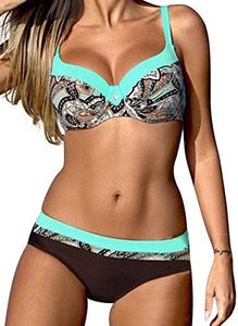 Yuson Girl Bikini Due Pezzi Costumi da Bagno Donna Mare Sexy Costume Imbottito Push Up Set Bikini Beachwear(Style3:Blu, L)