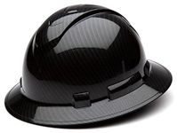 Pyramex Ridgeline Full Brim Hard Hat, 4-Point Ratchet Suspension, Shiny Black Graphite Pattern