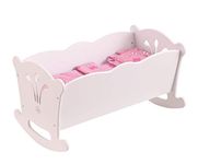 KidKraft Lil' Doll Crib, Wooden Dolls Cot with Pink Bedding, Toy Cradle for Baby Dolls, Baby Doll Accessories, Kids' Toys, 60101