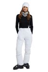 Mountain Warehouse Moon Womens Slim Leg Ski Pant - Water-resistant Trousers in Rip Stop Fabric with Detachable Braces & Ankle Zips - Best for Skiing & Winter Sports White 12