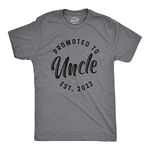 Mens Promoted to Uncle 2023 Tshirt Funny New Baby Family Graphic Tee Mens Funny T Shirts Dad Joke T Shirt for Men Funny Uncle T Shirt Novelty Tees for Men Dark Grey L