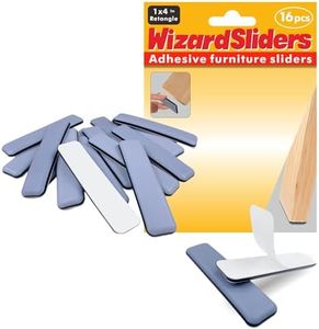 WIZARD SLIDERS 16 PCS PTFE(Teflon) 1" x4" Rectangle Furniture Glides Sliders, Furniture Sliders for Carpeted & Hardwood Floors, Rectangle Self-Adhesive Floor Protector Pads,Furniture Feet Protectors