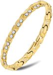 MagnetRX® Ultra Strength Magnetic Bracelets for Women – Double Magnet Stainless Steel Crystal Bracelet for Women – Adjustable Bracelet Length with Sizing Tool (Gold XO)