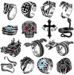 Jstyle 15Pcs Vintage Punk Rings for