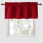 Hiasan Blackout Valance Curtains for Windows Therml Insulated Solid Window Curtain Valance for Kitchen 42 x 18 inches, 1 Panel, Red