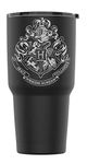 Laser Engraved Hogwarts House Crest Stainless Steel Powder Coated Tumbler + Splash Proof Lid + 2 Straws*, Triple Wall Vacuum Insulated, Mug Coffee Cup Travel Camping Work (Black, 30oz)