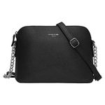 David Jones - Women's Small Crossbody Bag - Chain Shoulder Bag - Saffiano PU Faux Leather Rigid Messenger Bag - Evening Party City Clutch - Ladies Zip Handbag - Fashion Elegant Simple - Black