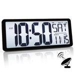 TXL Atomic Clock with Backlight, 14.2" Large Digital Wall Clock Battery Operated, Digital Clock Large Display with Day, Date & Temperature, Large Wall Clock for Bedroom, Livingroom, Office