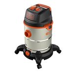 Black+Decker BXVC30XTDE 30 Litre Wet & Dry Vacuum (UK Model), 2 Stainless Steel Extension tubes, with a Powerful 1600W Motor, 2 Metre Hose, 3 Brushes, 5 M Cable, Stainless Steel Tub