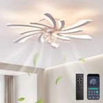 Depuley 30.7in LED Ceiling Fans with Lights Reversible Remote, 6 Speeds Modern Bedroom Fan Ceiling Light Quiet Dimmable，Small Timer Ceiling Fans with Lamps for Living Room,White