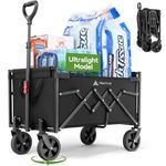 Hikenture Wagon Cart Foldable, Ultra-Compact Small Utility Folding Wagon, Heavy Duty Grocery Cart with All-Terrain Wheels, Portable Collapsible Wagon for Garden, Beach, Shopping, Camping, Sports