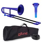 pBone Jiggs Mini - Plastic Trombone for Beginners - Blue