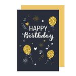 Edition Seidel Premium Birthday Card with Gold Embossing and Envelope. Greeting Card Billet Birthday Happy Birthday Man Woman Single One Sayings Card Gold (G2896 SW022) (Design 4)