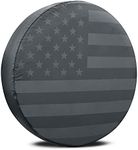 BDK Black & Gray American Flag Spare Tire Cover for 16, 17 Inch Wheels Fits Jeep Wrangler SUVs Campers RV Accessories All Weather Premium Wheel Cover