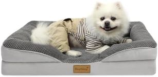 Nepfaivy Dog Bed Medium Waterproof - Bolster Dog Bed for Small and Medium Dogs with Removable and Washable Cover, Dark Grey, 76x55cm