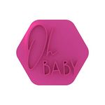 LissieLou Oh Baby Cookie Stamp Baby Shower or Gender Reveal Party Icing Fondant Embosser - Light Pink