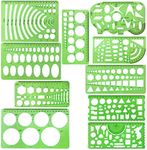 10 Pieces Green Plastic Drawings Templates Measuring Templates Geometric Rulers for School and Office Supplies