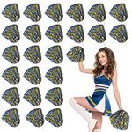 LINYAPRY 24 Pcs Metallic Cheerleading Pom Poms for Kids, Cheerleaders Cheer Pom Poms with Baton Handle, Cheering Squad Hand Flower for Adults Team Spirit Sports Game Dancing Party (Blue and Gold)