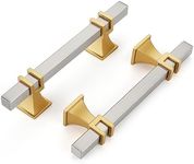 Haliwu 10 Pack Brushed Nickel Cabinet Pulls, Silver&Gold Cabinet Handles, 3 inch Kitchen Cabinet Handles Gold Cabinet Pulls, Square Pulls for Drawer and Dresser Kitchen Hardware