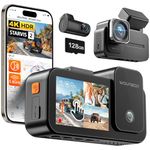 WOLFBOX X5 3 Channel Dash Cam for Car, 4K + 2.5K + 1080P Front and Rear Inside Dash Cam with 5.8GHz WiFi GPS, STARVIS 2 IMX678, HDR, 128GB Card Included, Touchscreen, Voice Control, Supports 512GB